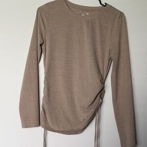GAP Long-Sleeve Ruched Side Top - Taupe
